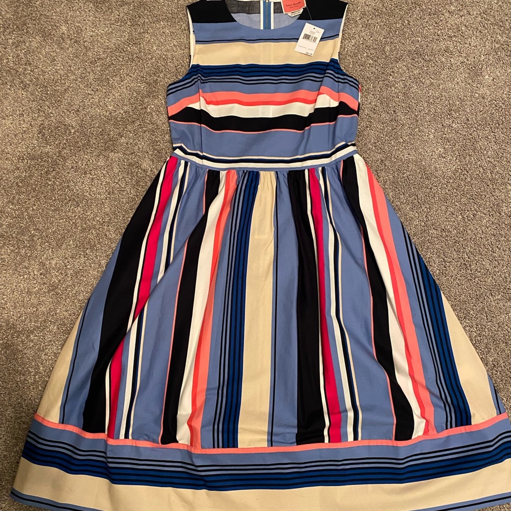 NWT Kate Spade Striped Midi A-Line Dress Women’s Size 10